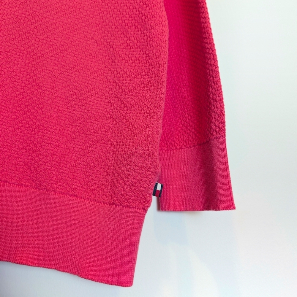 Tommy Hilfiger Hot Pink Johnny Collar Knit Sweater 3/4 Sleeves Size Small - Picture 3 of 5
